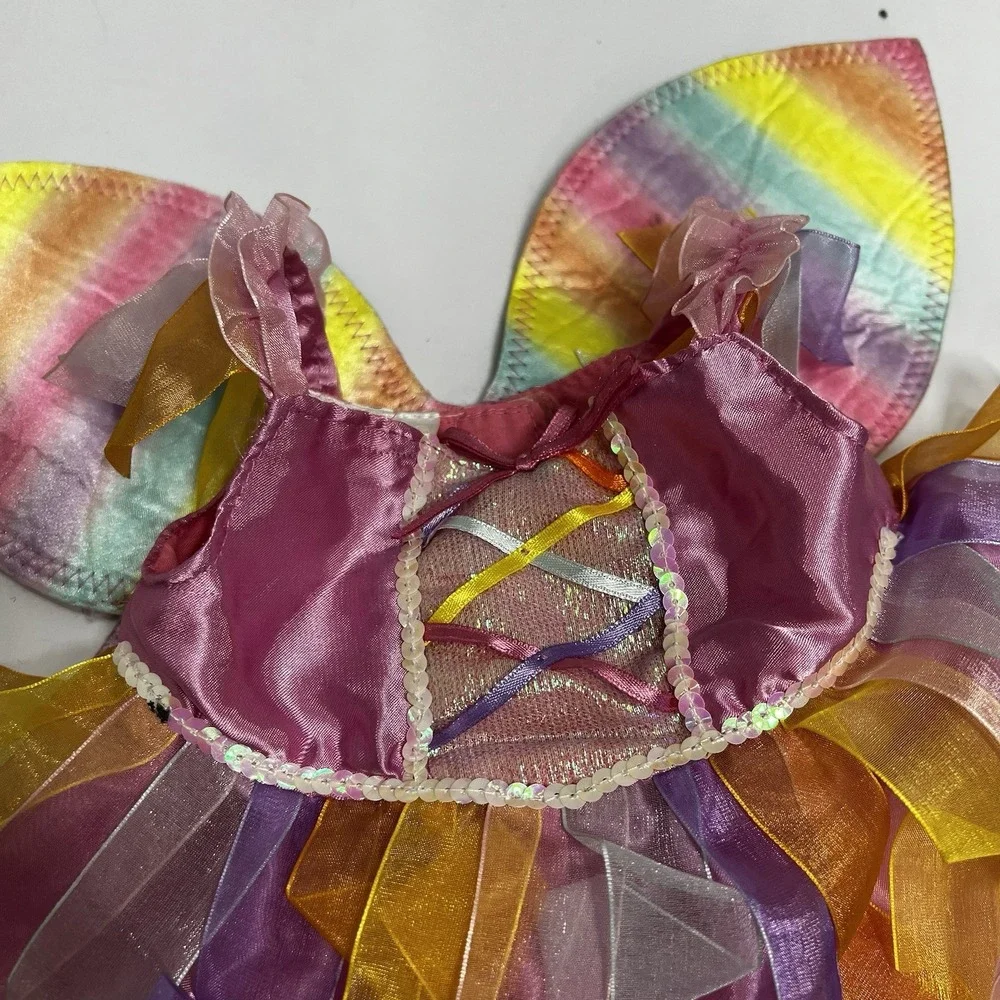 Build A Bear Ribbon Sparkle Fairy Dress Rainbow Wings Outfit With Shoes Bloomers